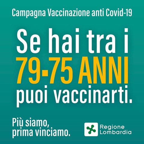 Vaccinazione Anti Covid-19 per fascia d'età 75-79 anni